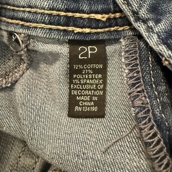 INC Denim Jeans 2 Petite Boyfriend Fit Floral Embroidered Distressed Blue - Picture 10 of 11